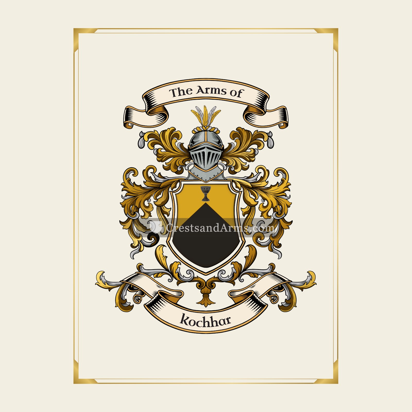 With gold border