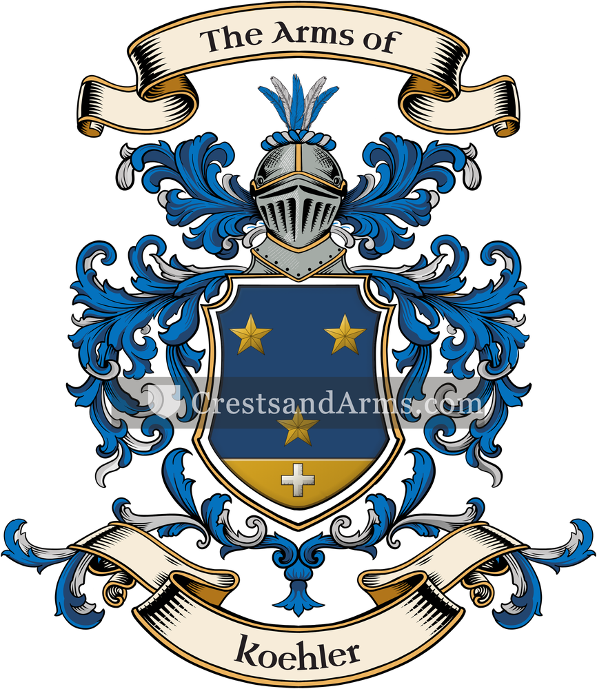 The Koehler coat of arms, drawn from the recorded blazon