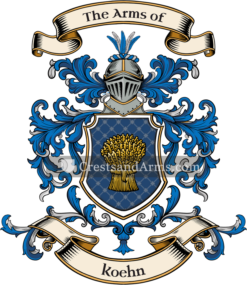 The Koehn coat of arms, drawn from the recorded blazon