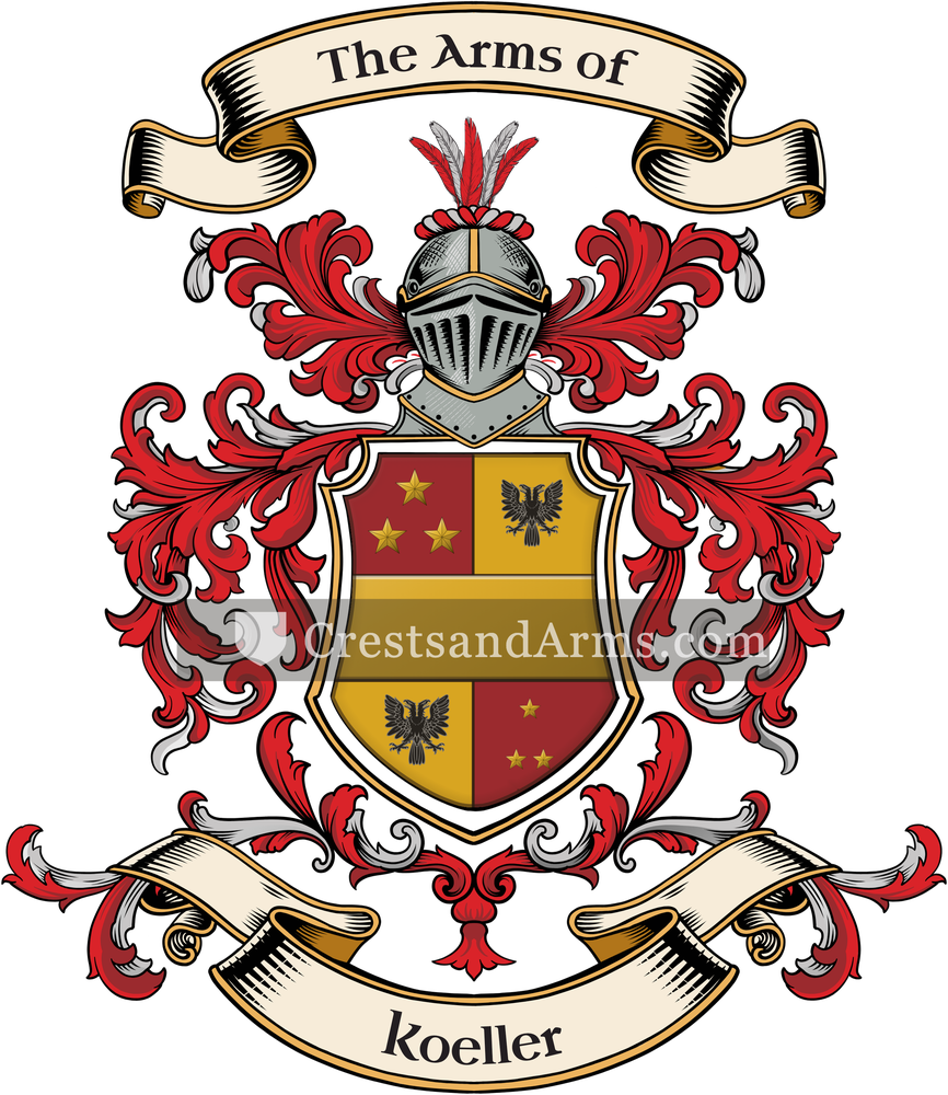 The Koeller coat of arms, drawn from the recorded blazon