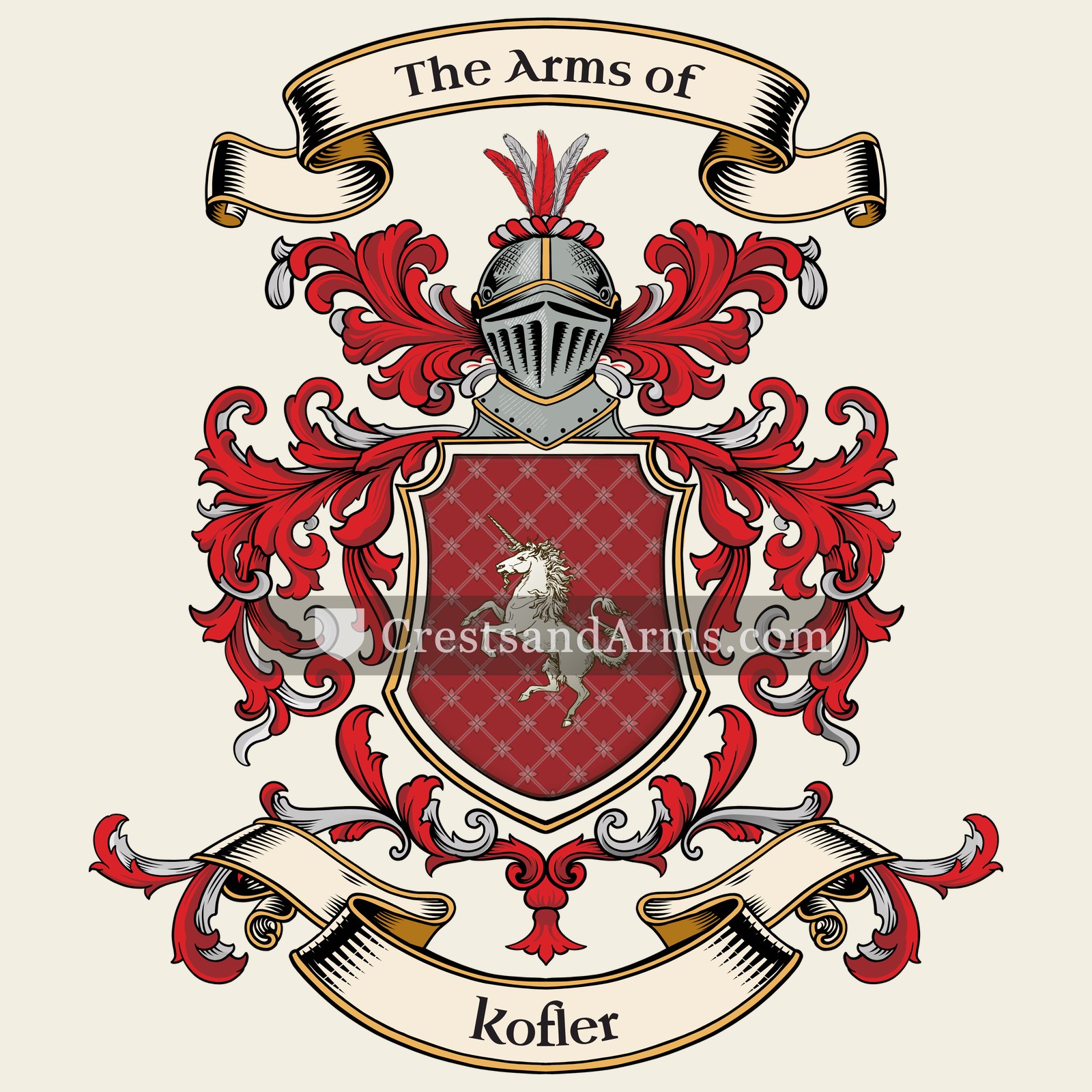 The Kofler coat of arms, drawn from the recorded blazon