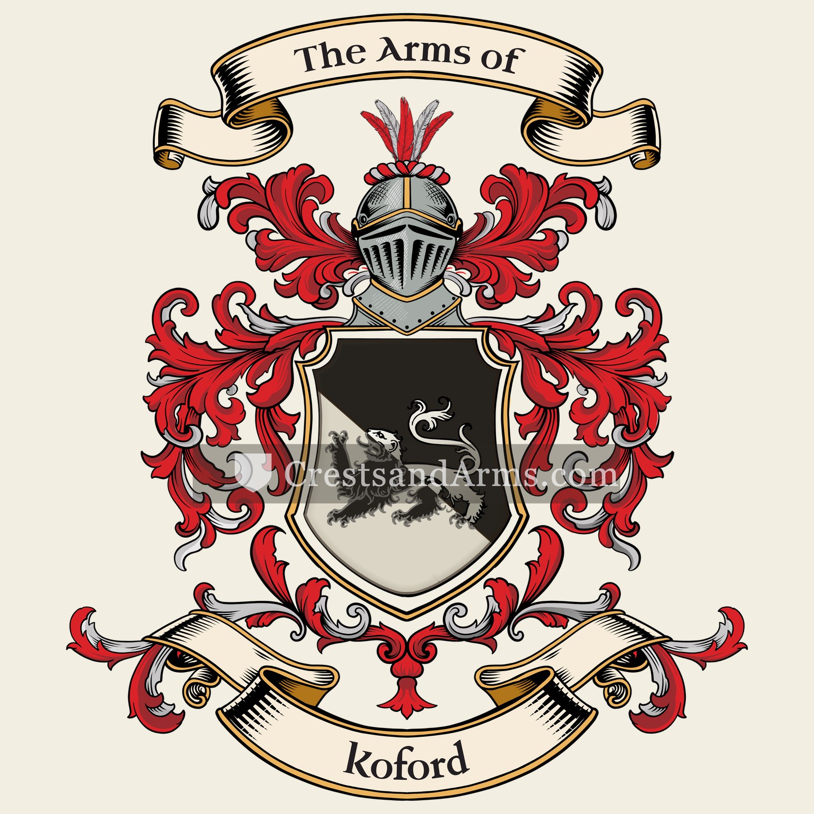 The Koford coat of arms, drawn from the recorded blazon
