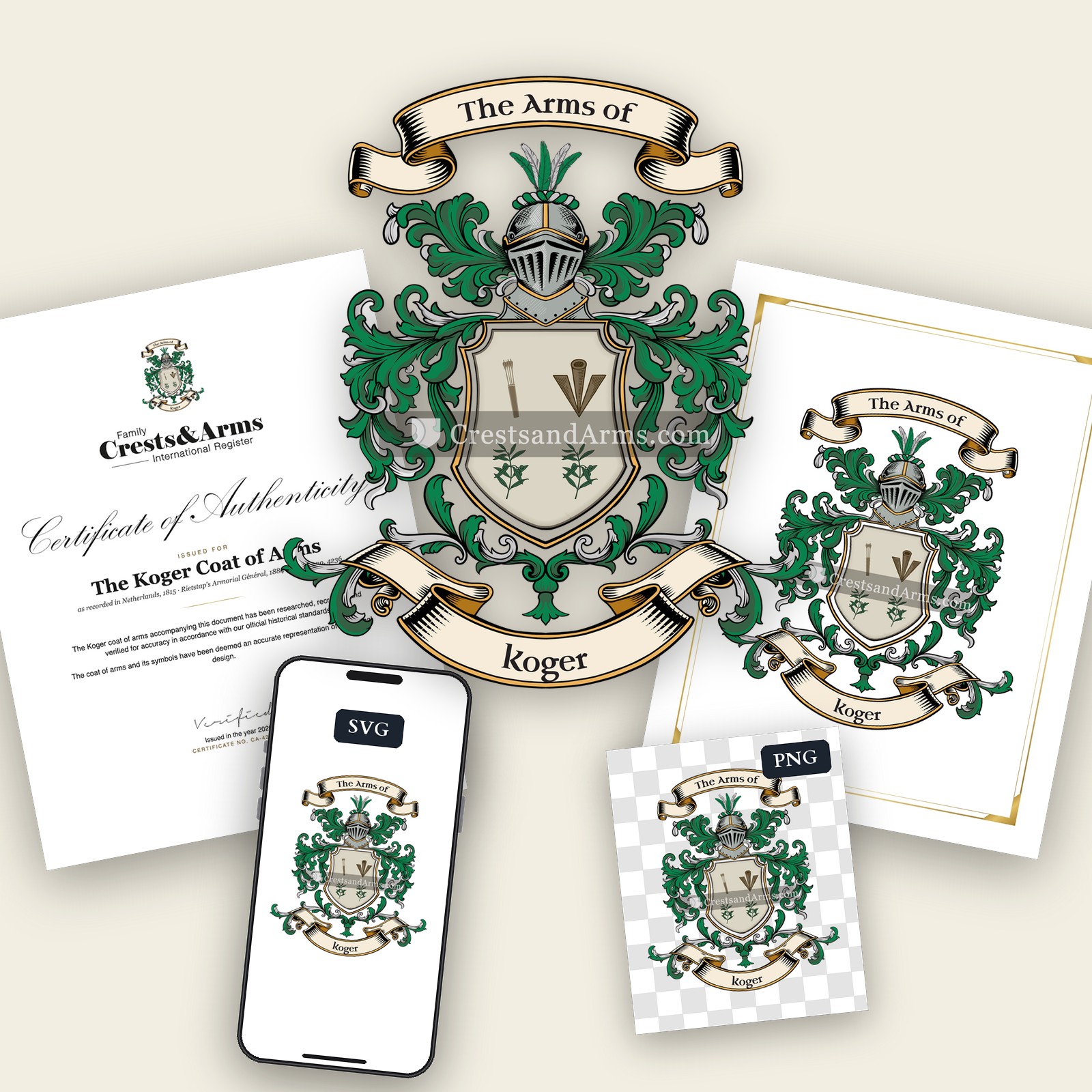 The Koger arms on the coat of arms — digital pack