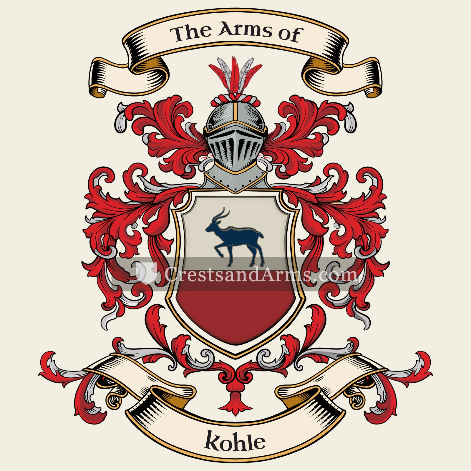 The Kohle coat of arms, drawn from the recorded blazon