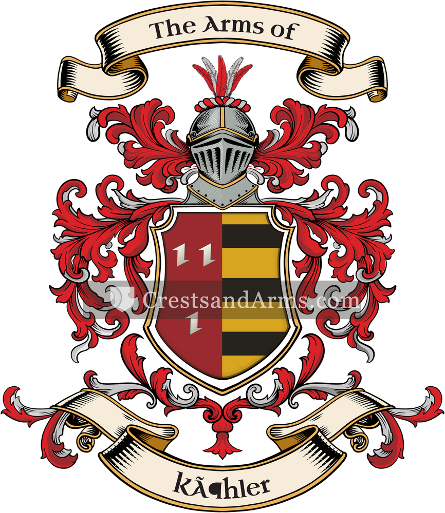 The Köhler coat of arms, drawn from the recorded blazon