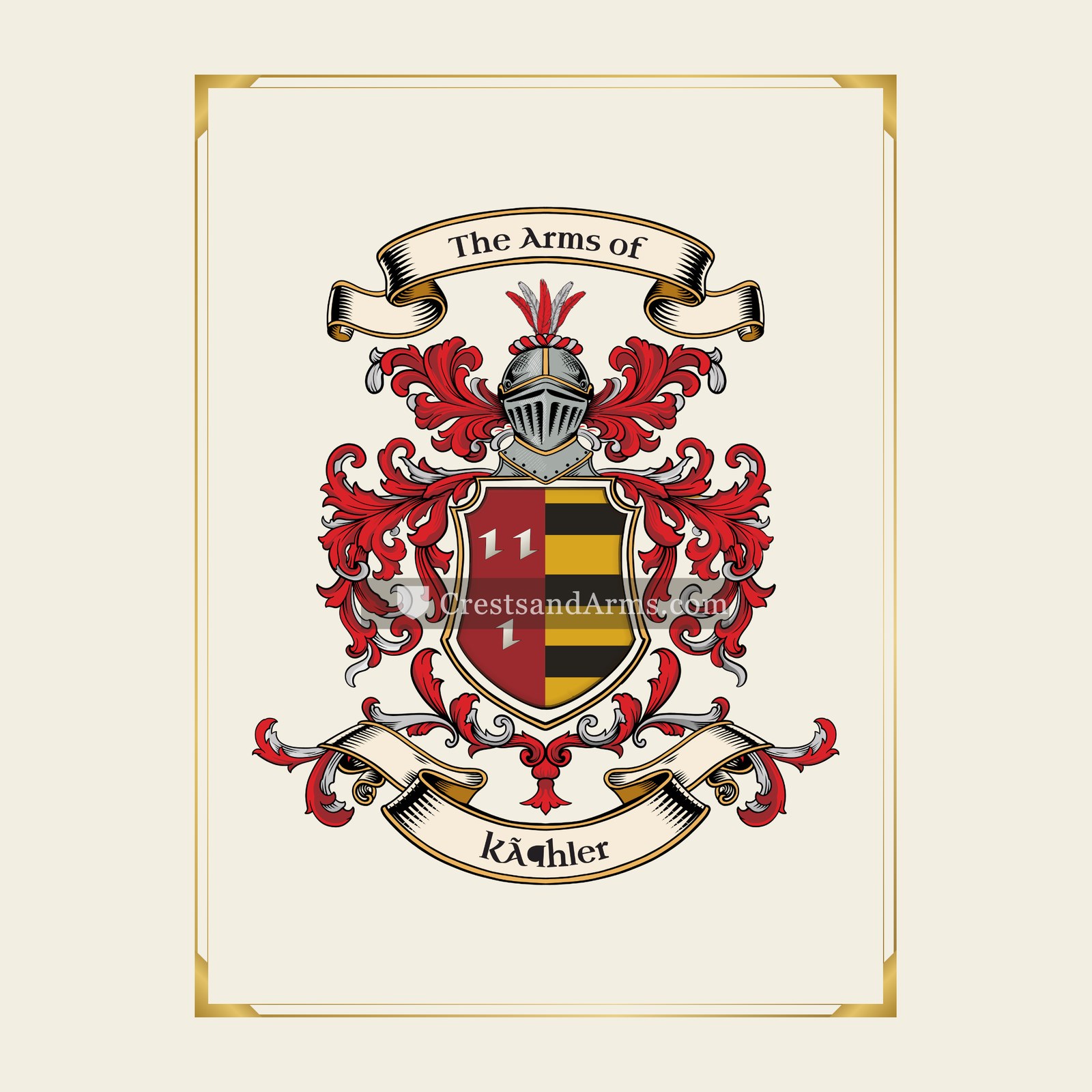 With gold border