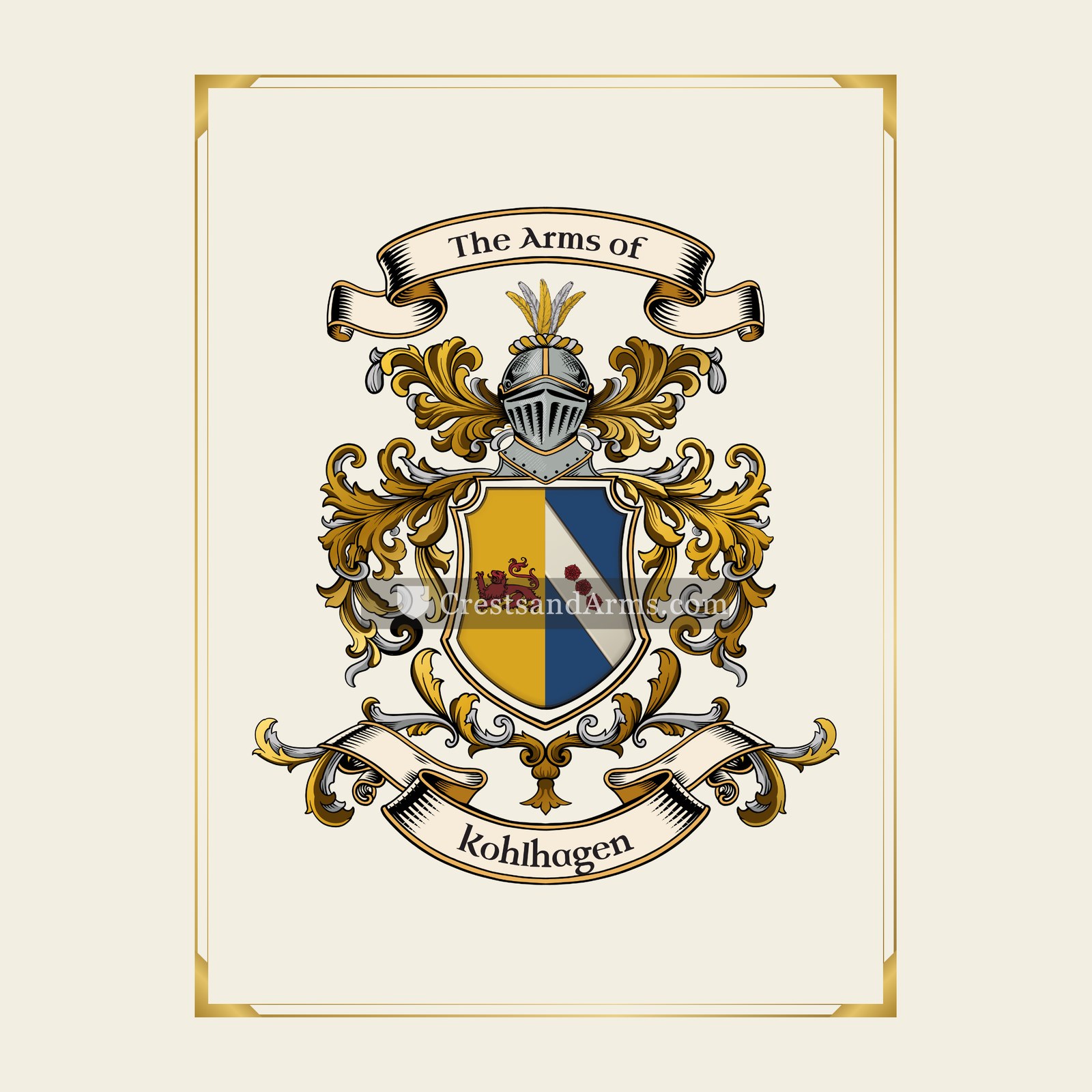 With gold border