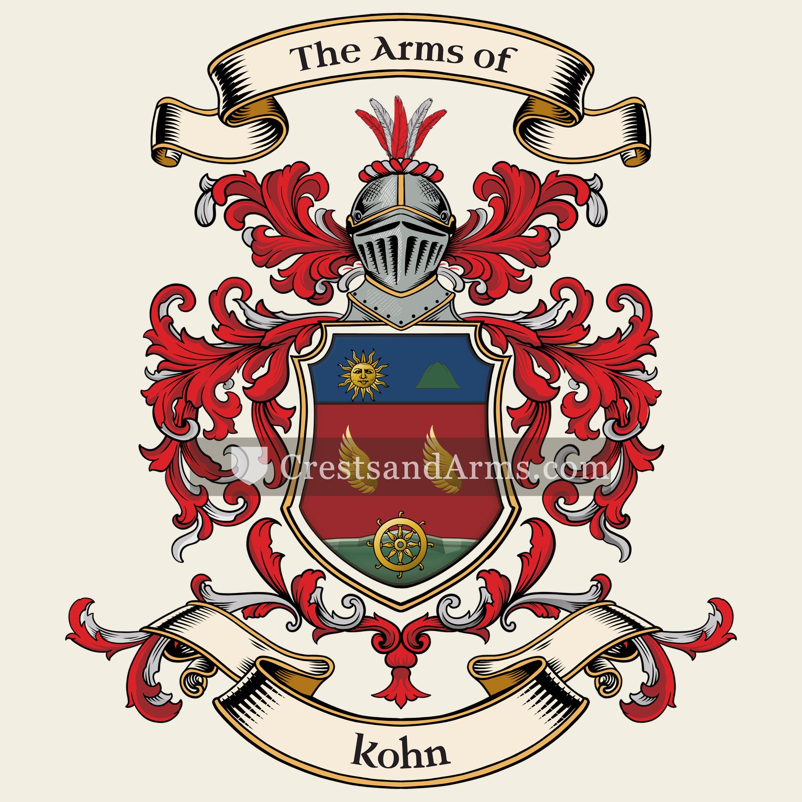 The Kohn coat of arms, drawn from the recorded blazon