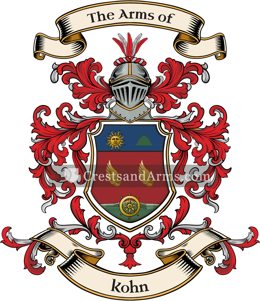 The Kohn coat of arms, drawn from the recorded blazon
