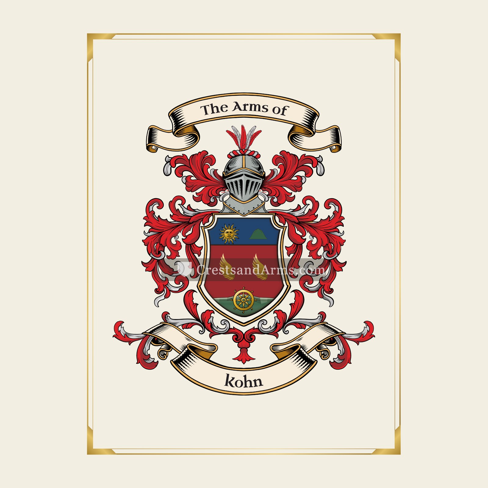With gold border