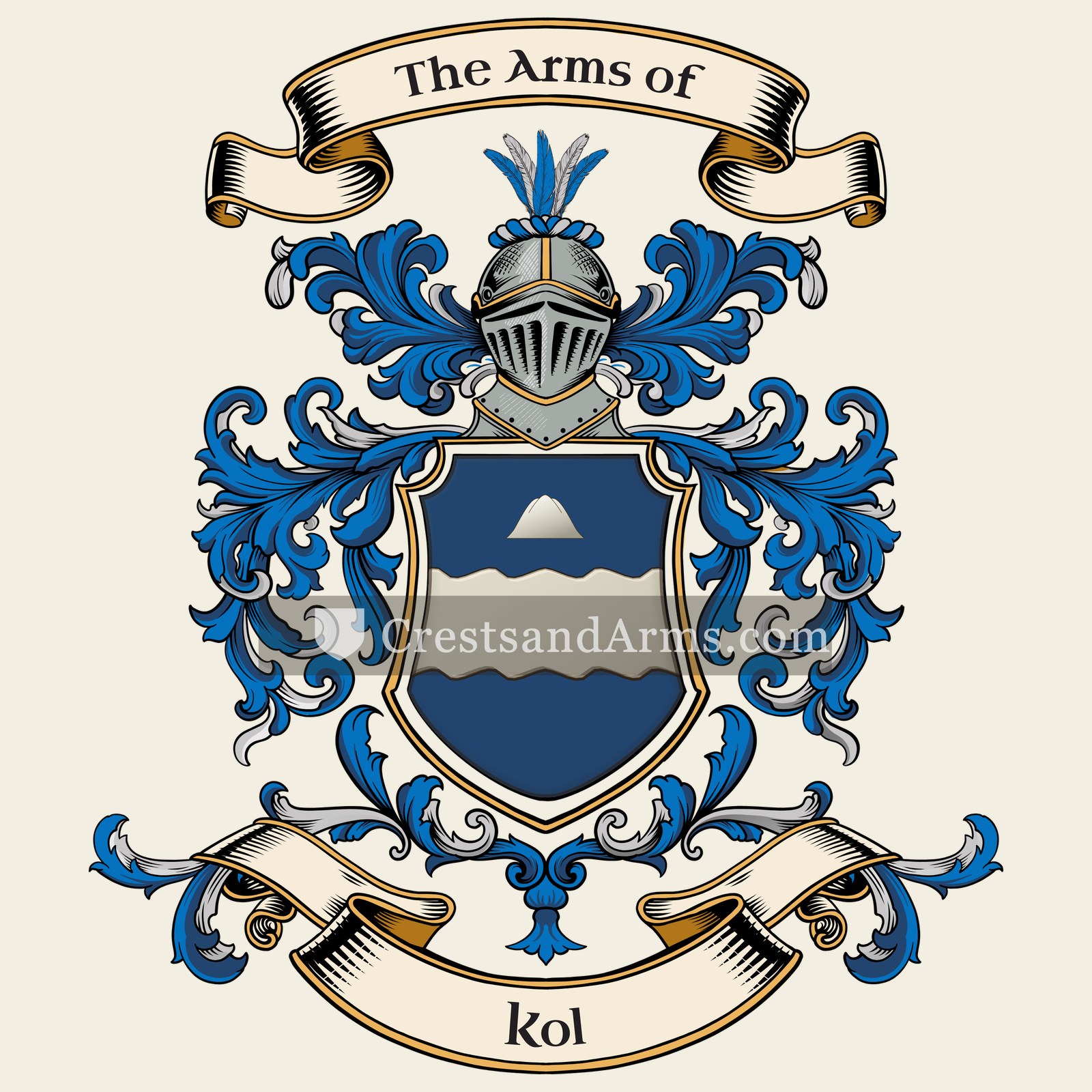 The Kol coat of arms, drawn from the recorded blazon