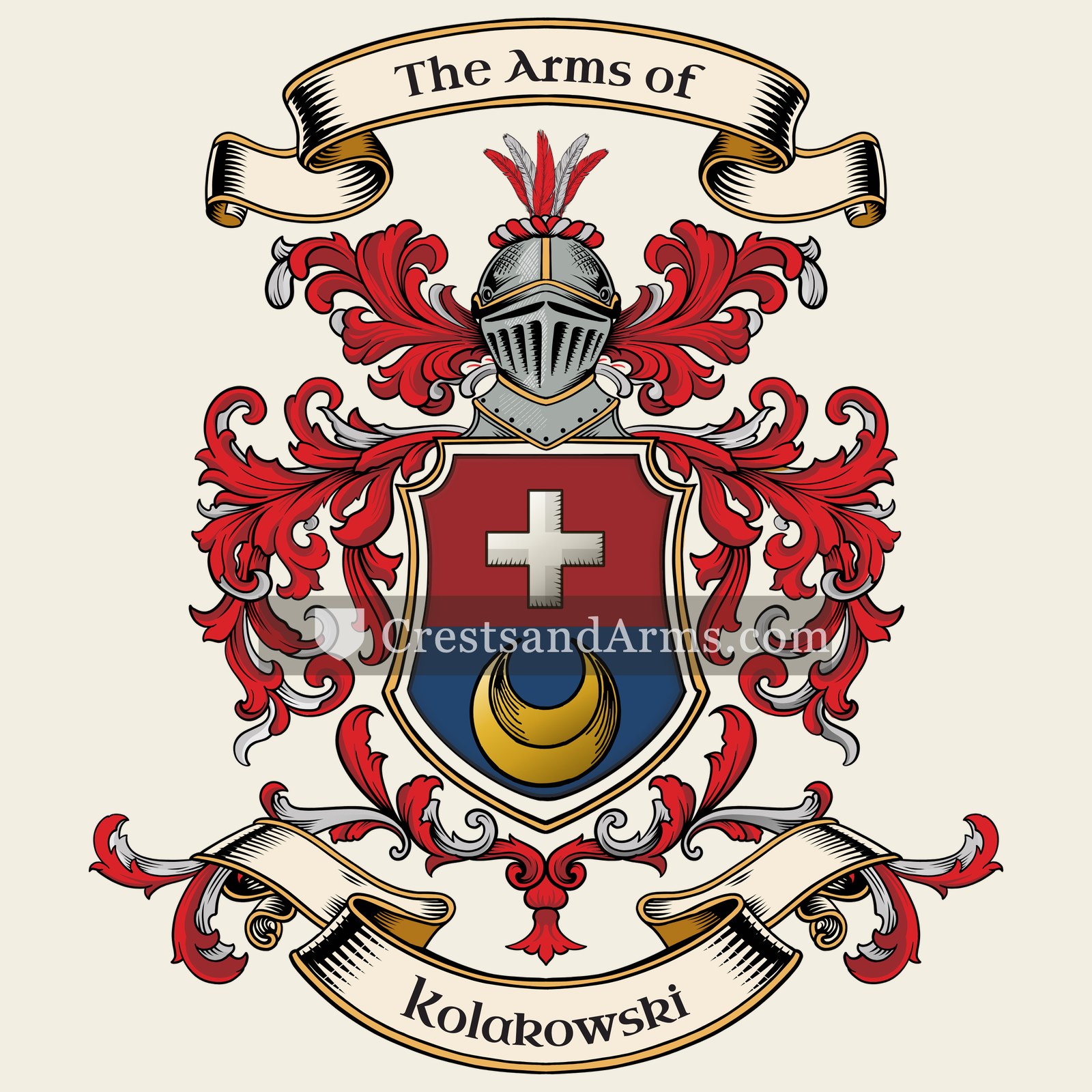 The Kolakowski coat of arms, drawn from the recorded blazon
