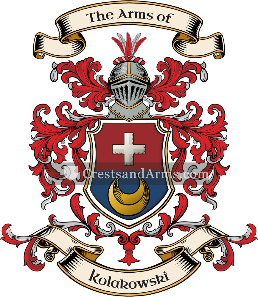 The Kolakowski coat of arms, drawn from the recorded blazon