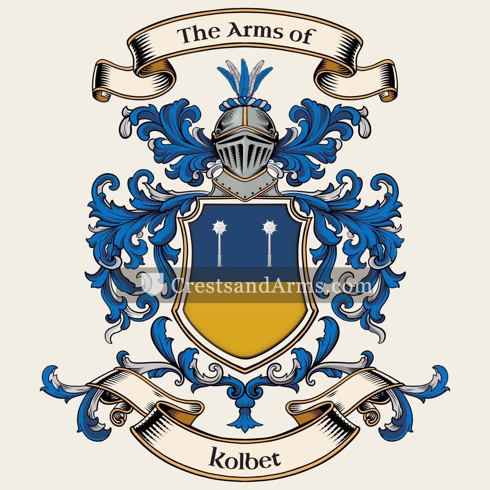 The Kolbet coat of arms, drawn from the recorded blazon
