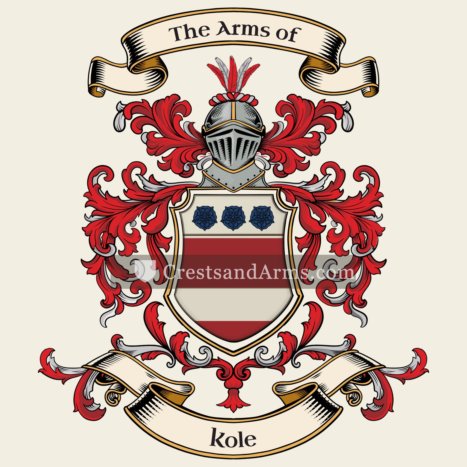 The Kole coat of arms, drawn from the recorded blazon