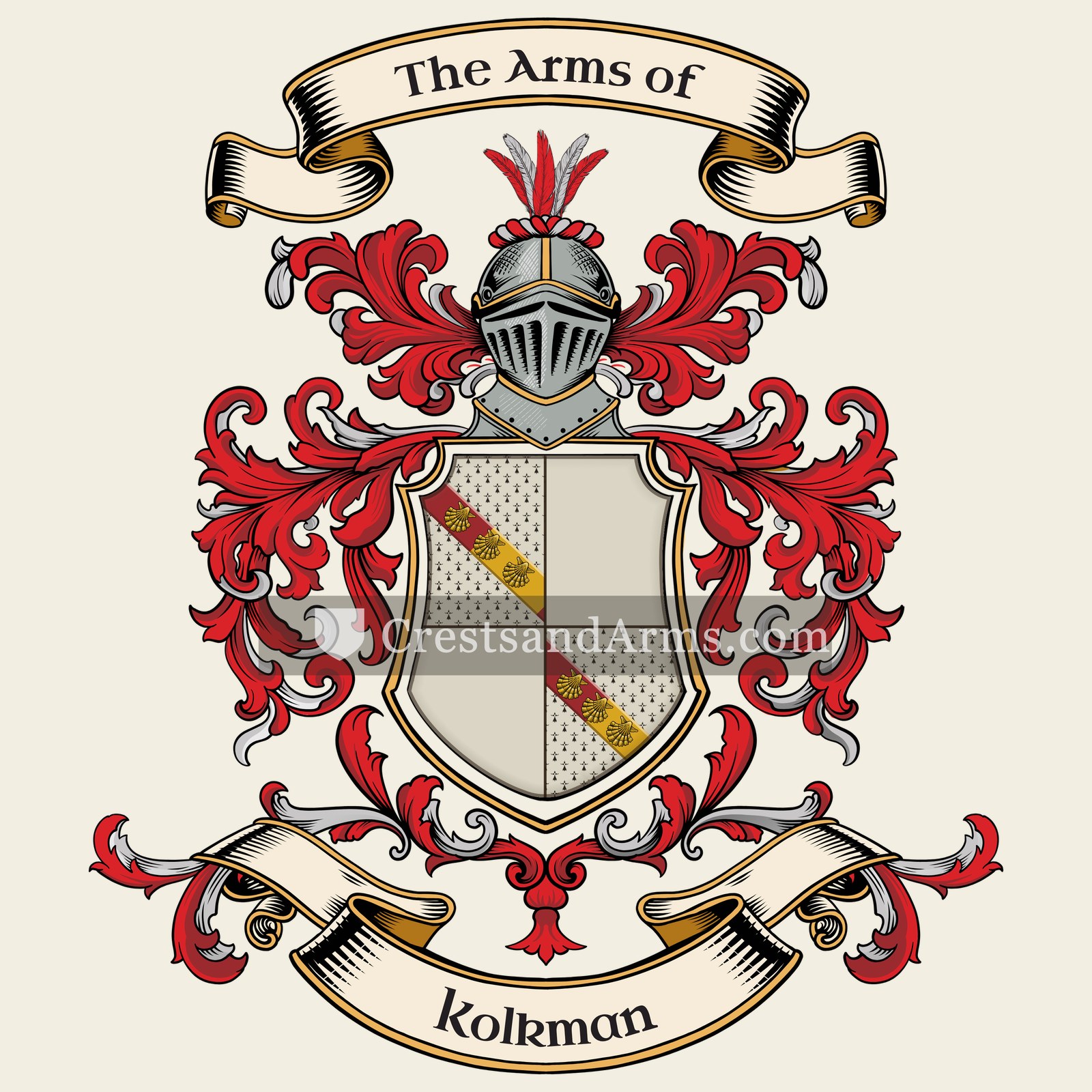 The Kolkman coat of arms, drawn from the recorded blazon