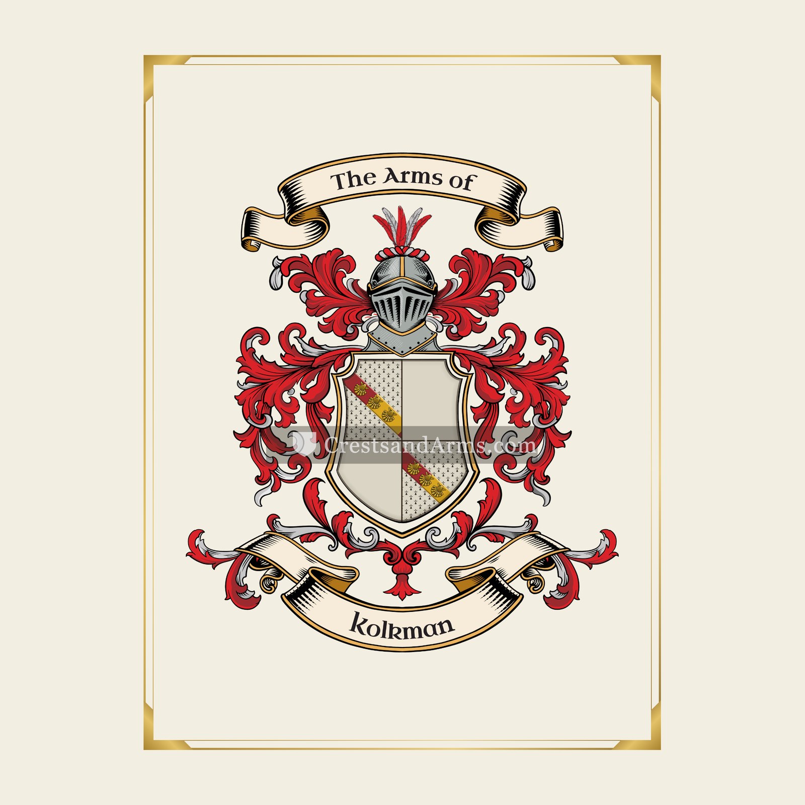 With gold border