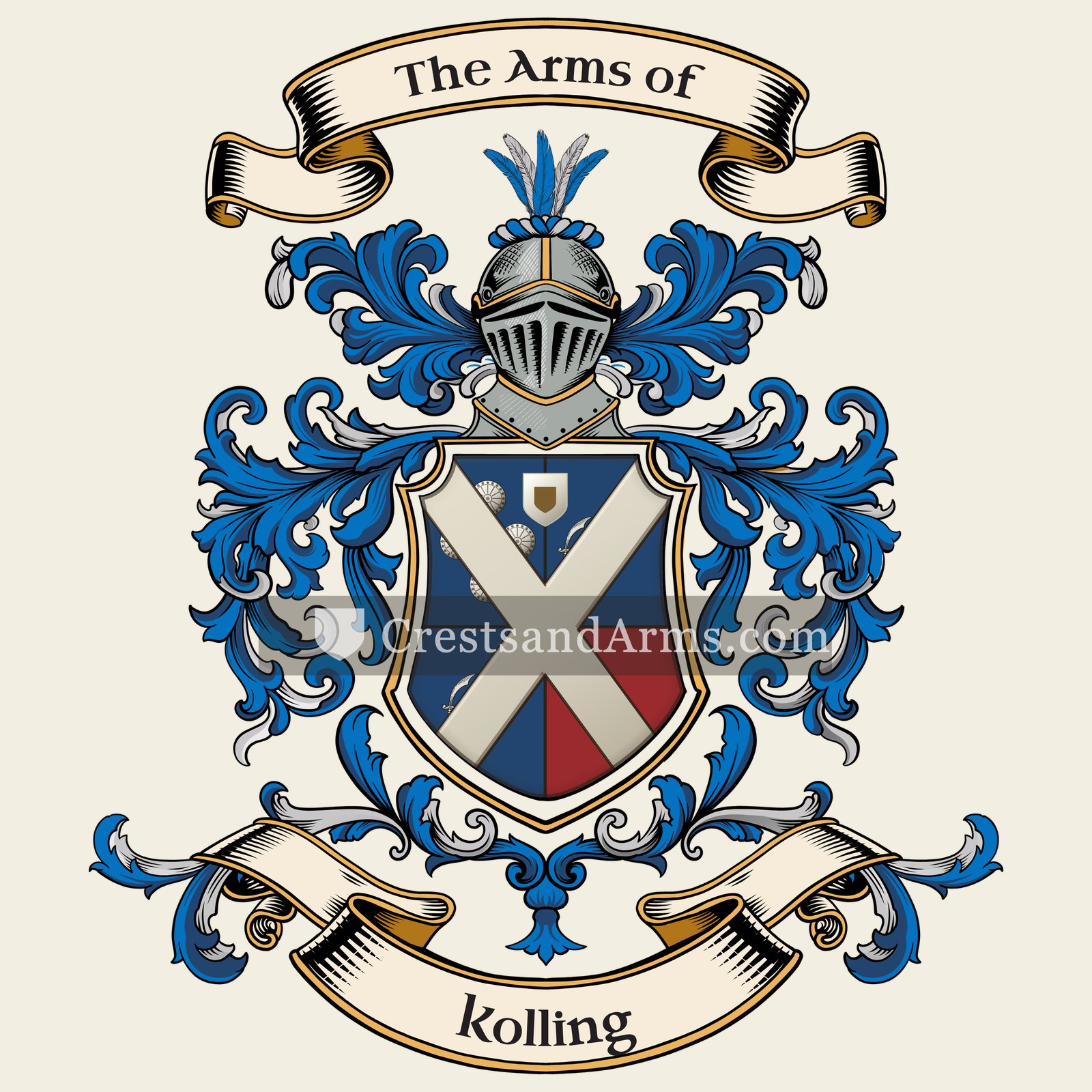 The Kolling coat of arms, drawn from the recorded blazon