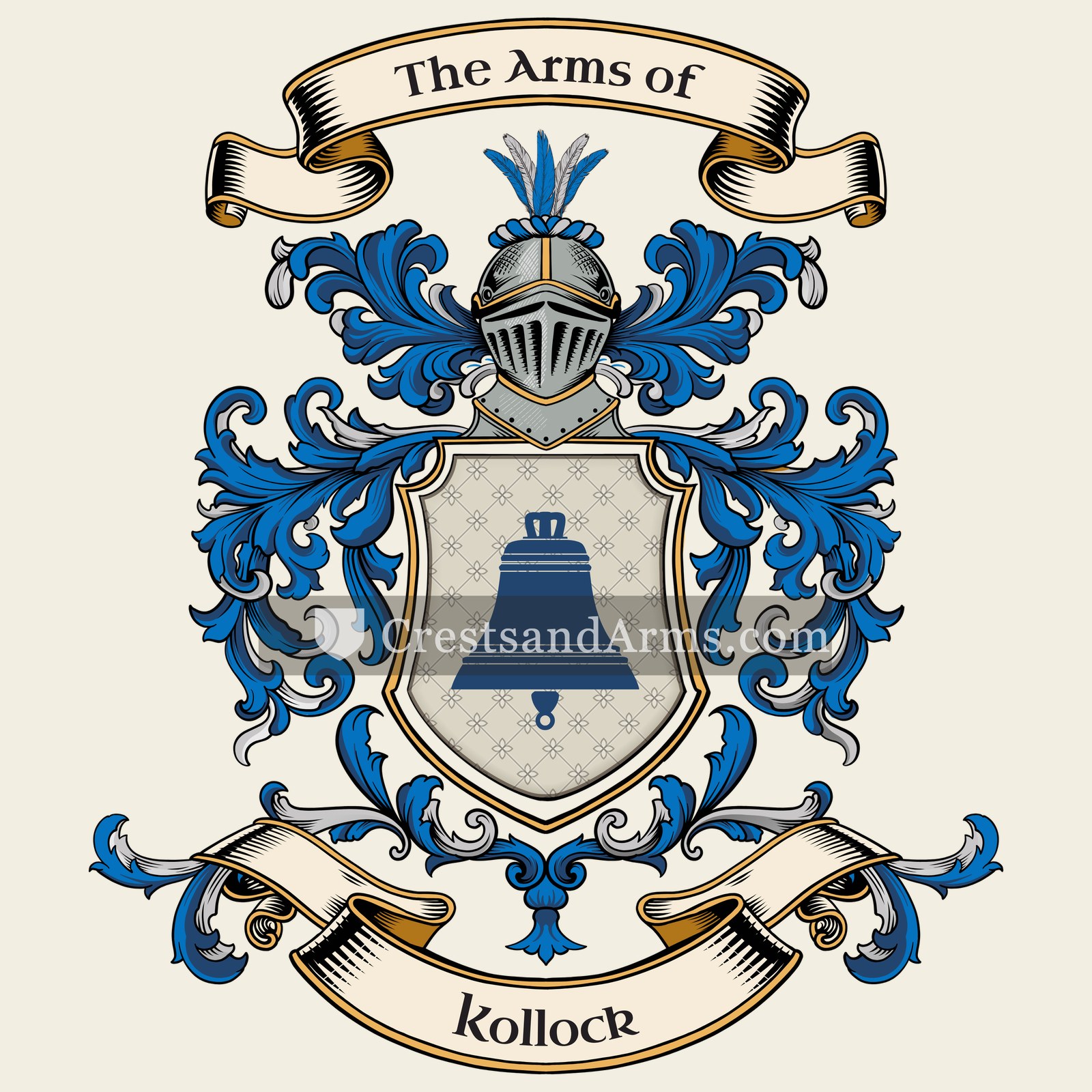 The Kollock coat of arms, drawn from the recorded blazon