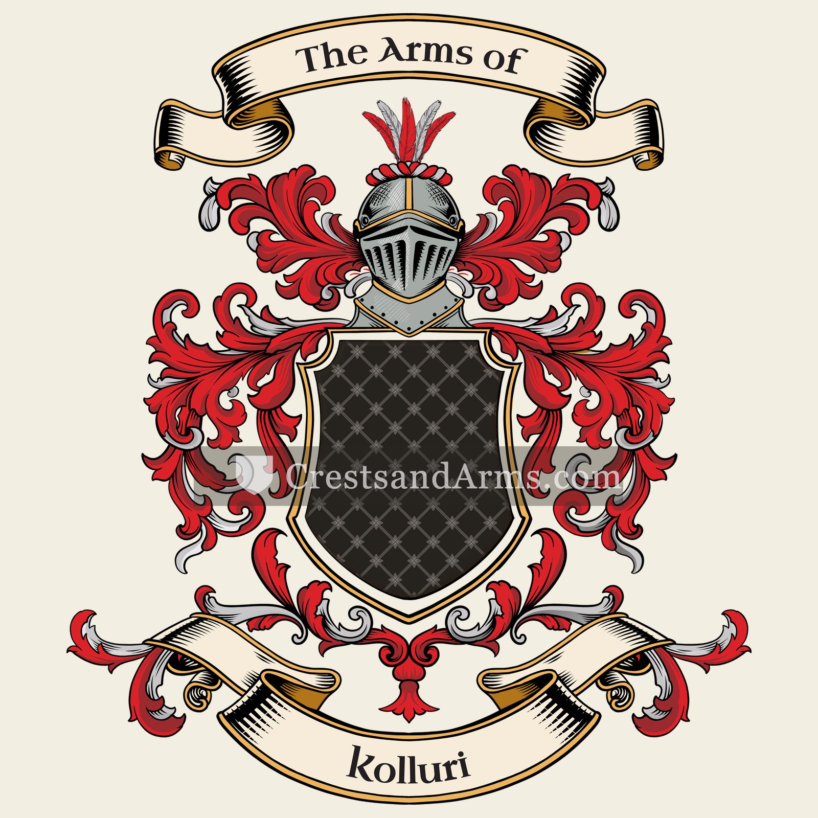 The Kolluri coat of arms, drawn from the recorded blazon