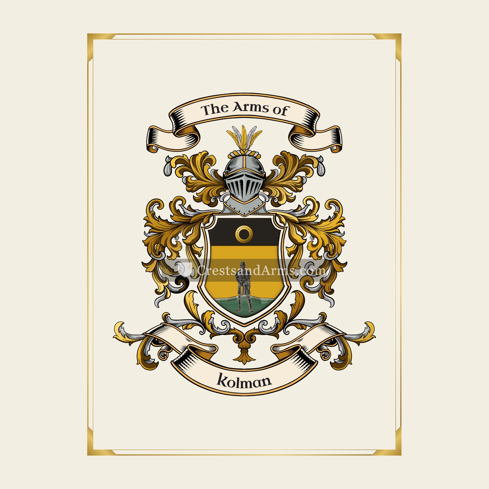 With gold border