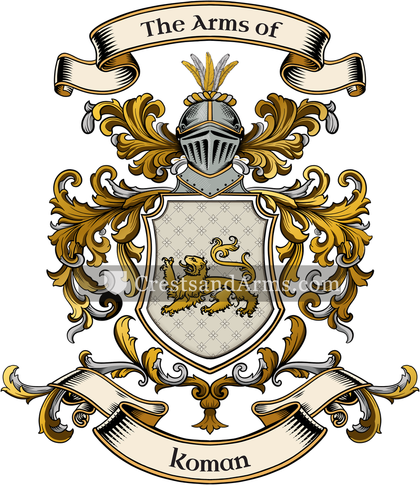 The Koman coat of arms, drawn from the recorded blazon