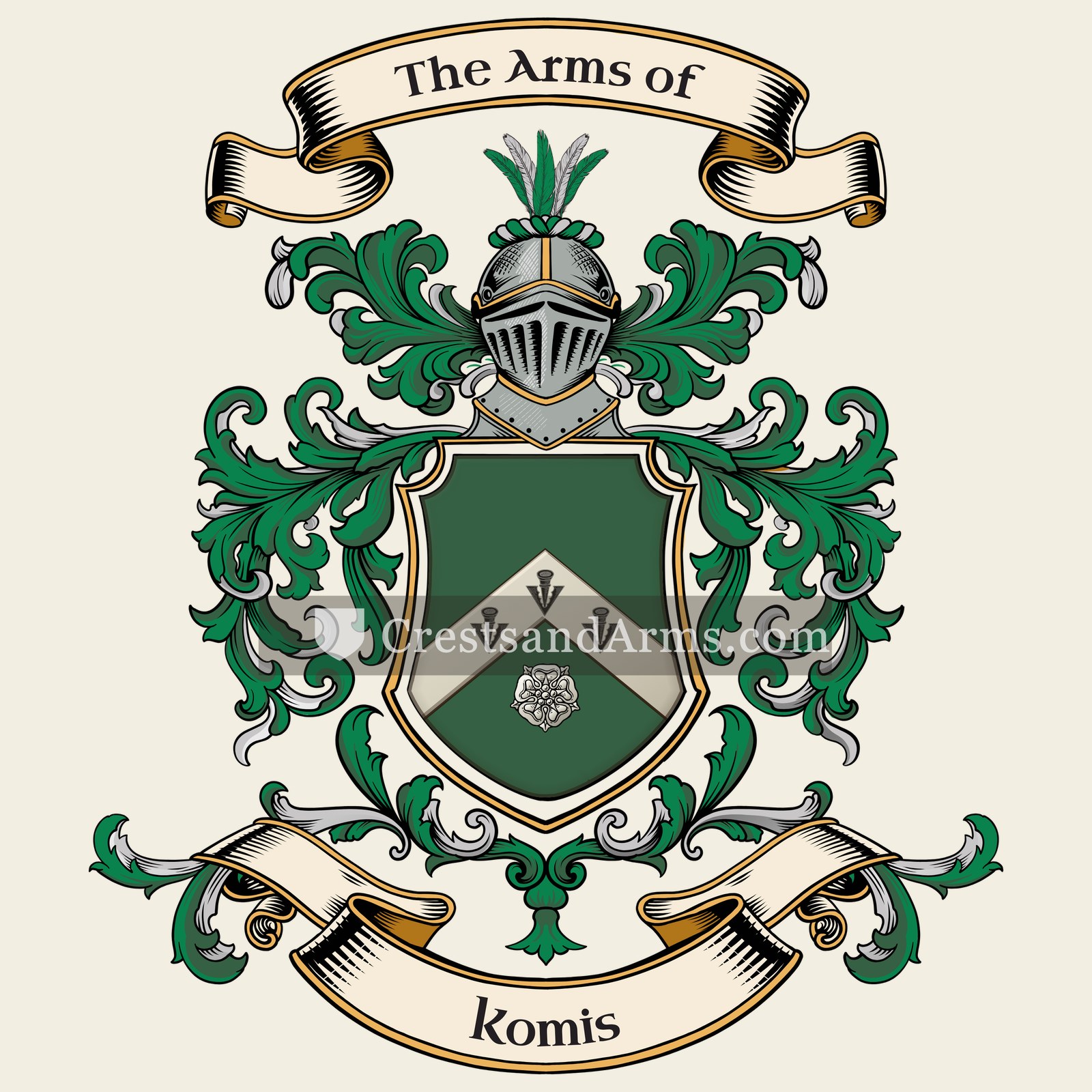 The Komis coat of arms, drawn from the recorded blazon