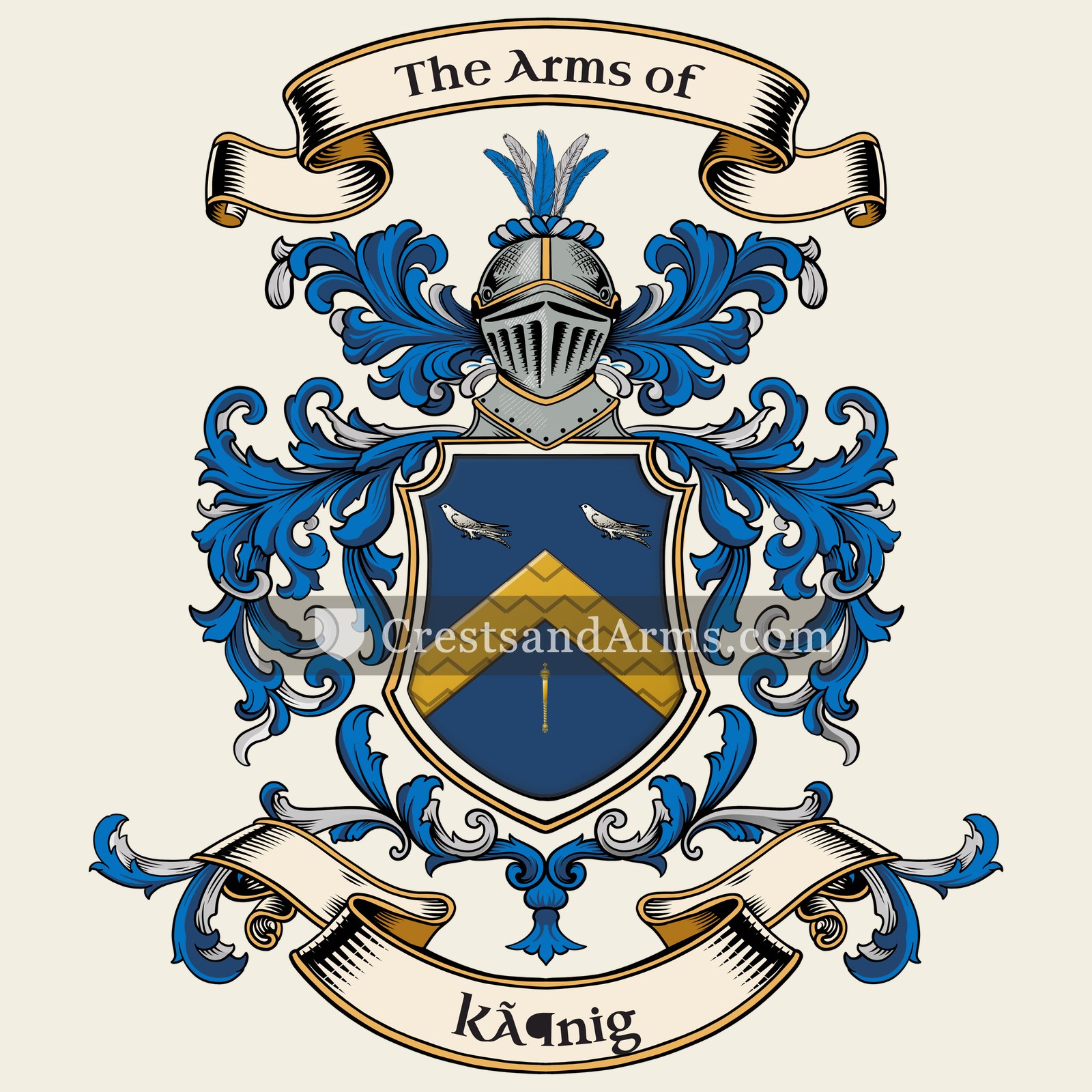 The König coat of arms, drawn from the recorded blazon