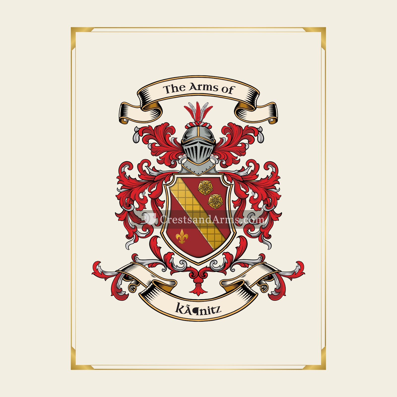 With gold border