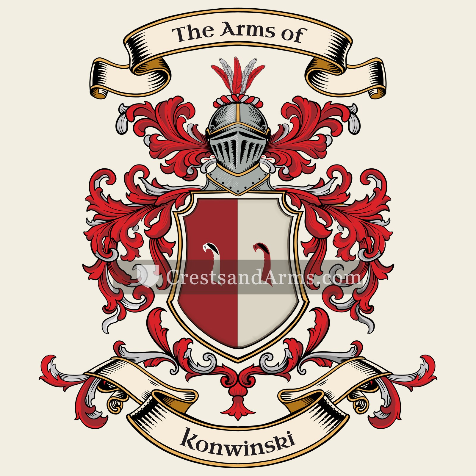 The Konwinski coat of arms, drawn from the recorded blazon