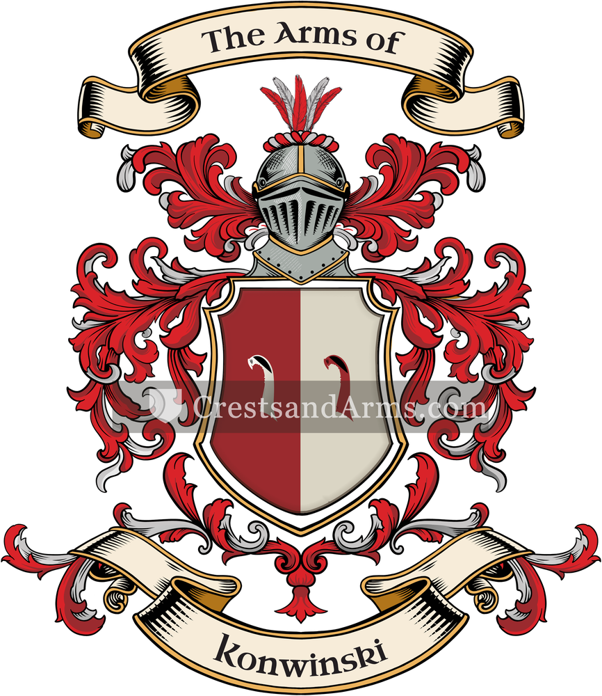 The Konwinski coat of arms, drawn from the recorded blazon