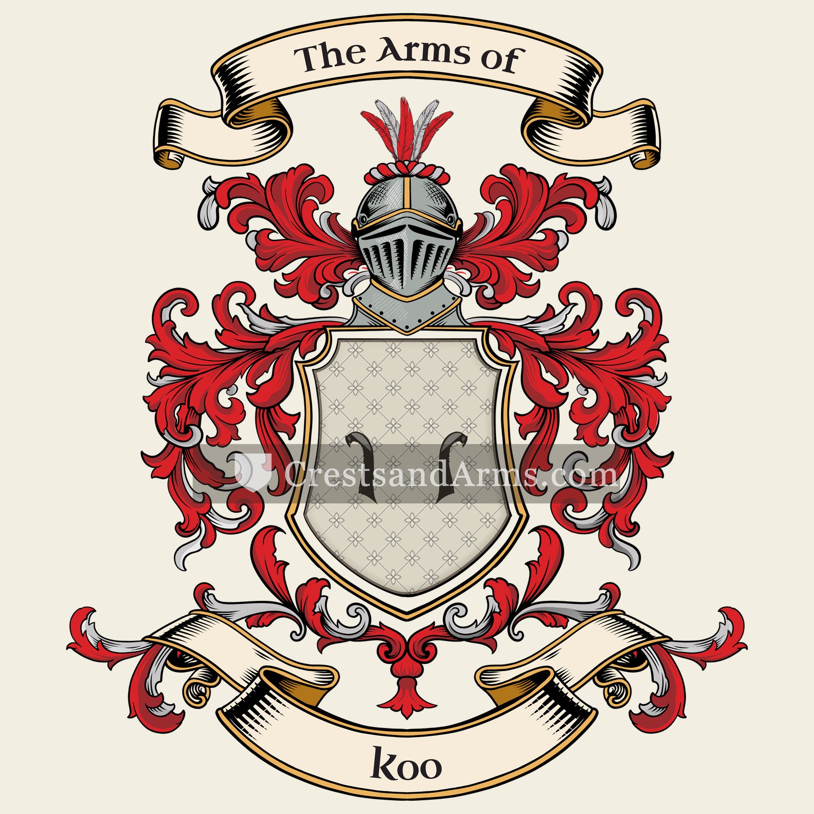 The Koo coat of arms, drawn from the recorded blazon