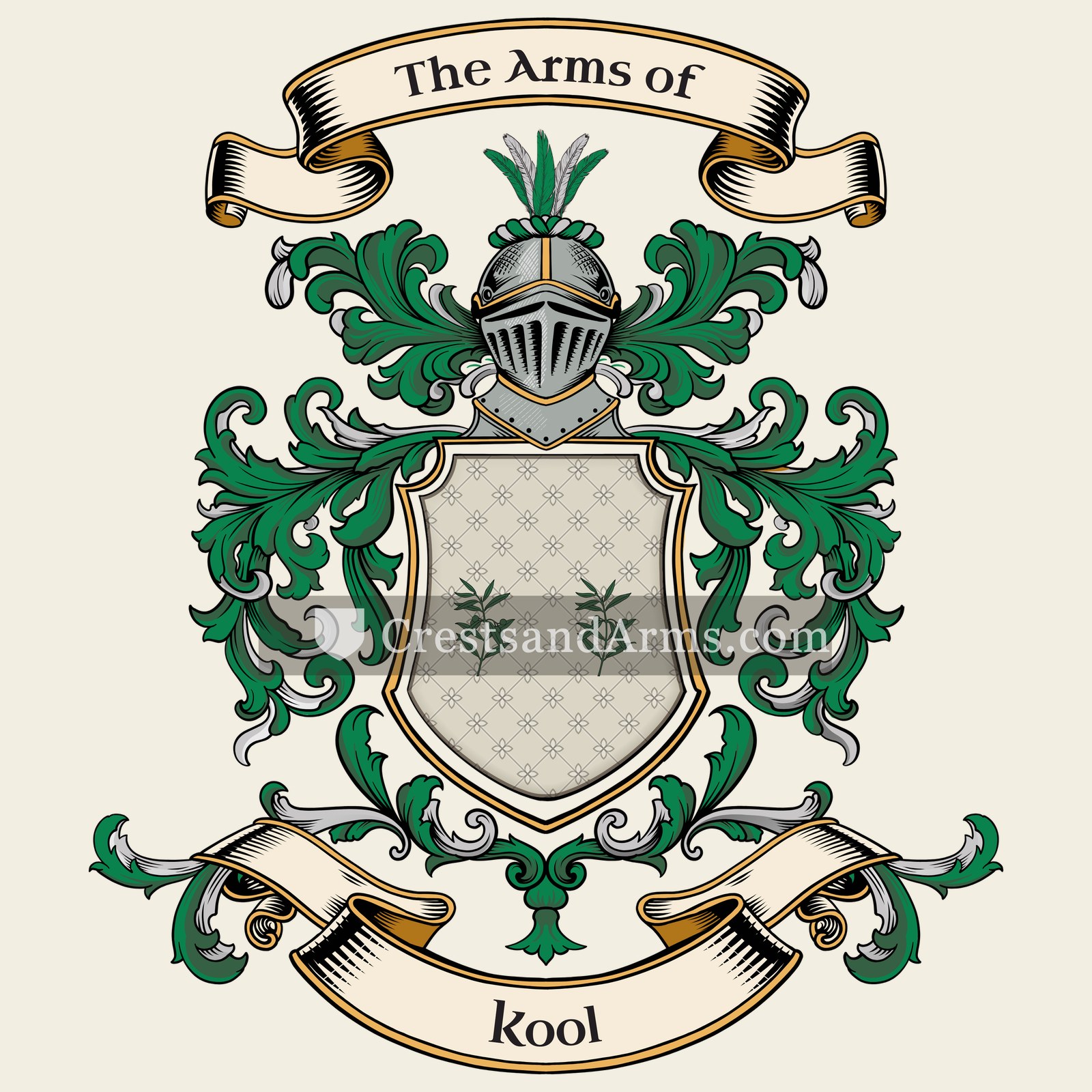 The Kool coat of arms, drawn from the recorded blazon