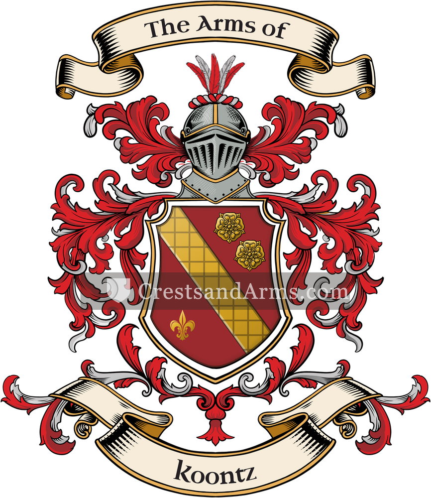 The Koontz coat of arms, drawn from the recorded blazon