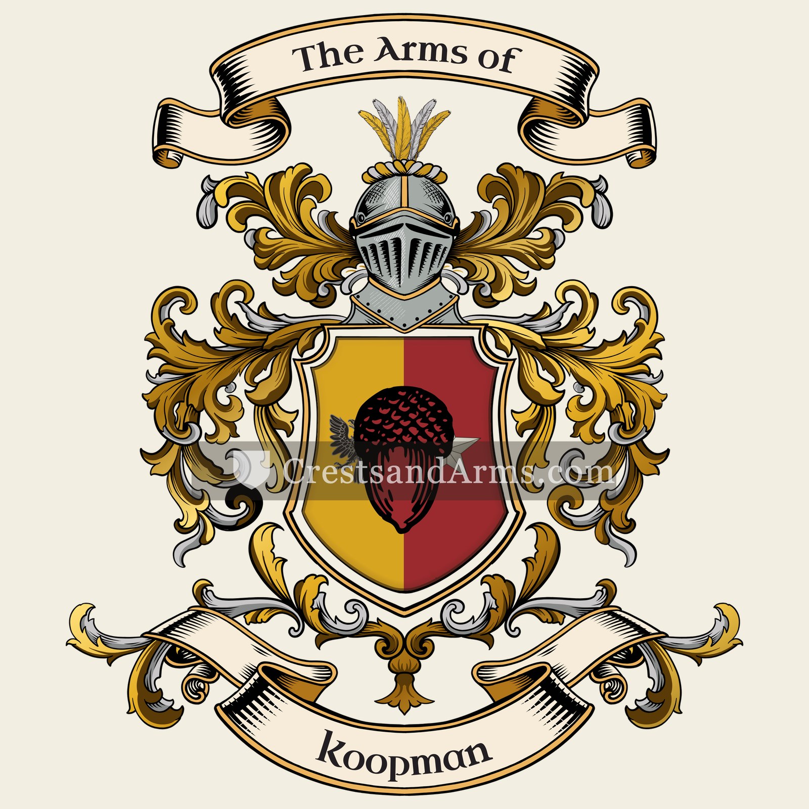 The Koopman coat of arms, drawn from the recorded blazon