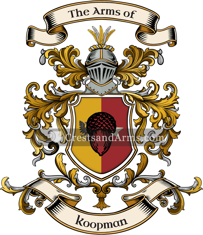The Koopman coat of arms, drawn from the recorded blazon