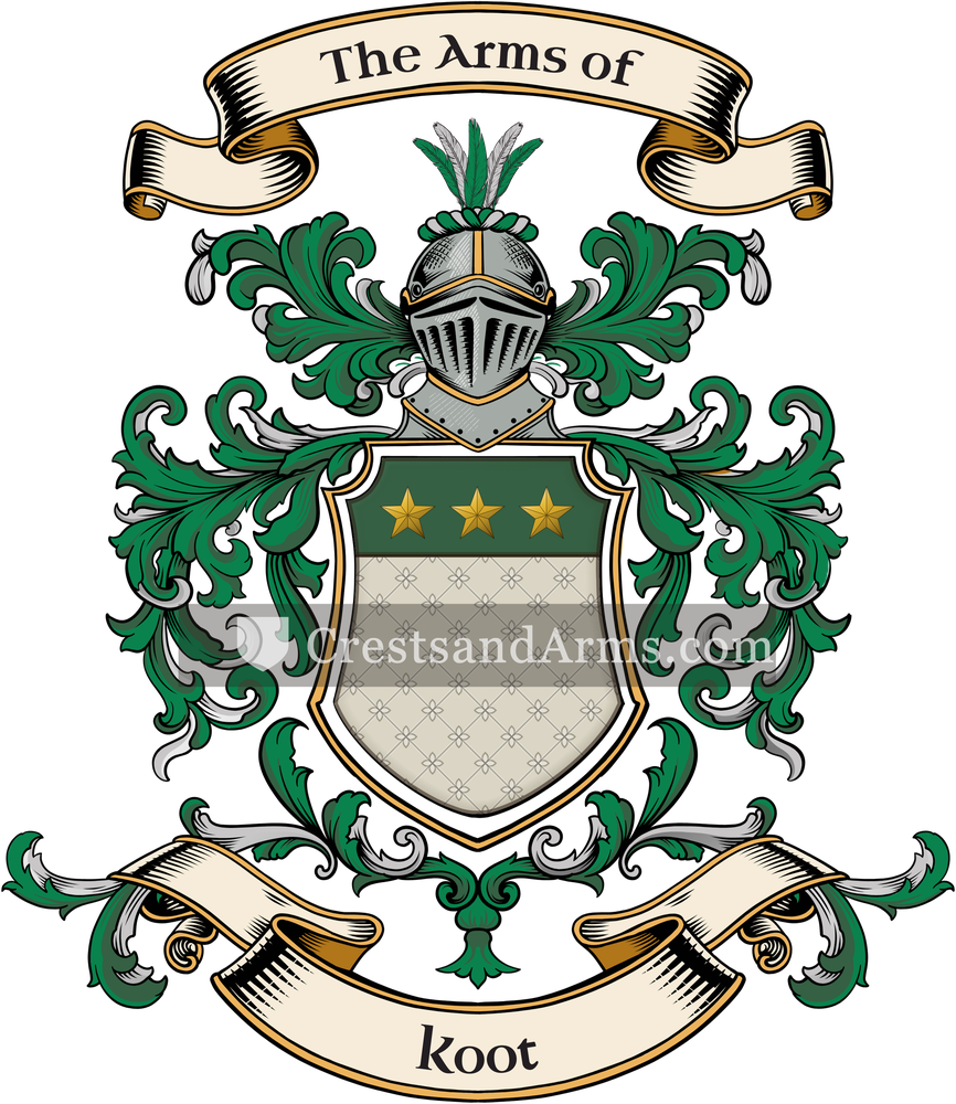 The Koot coat of arms, drawn from the recorded blazon
