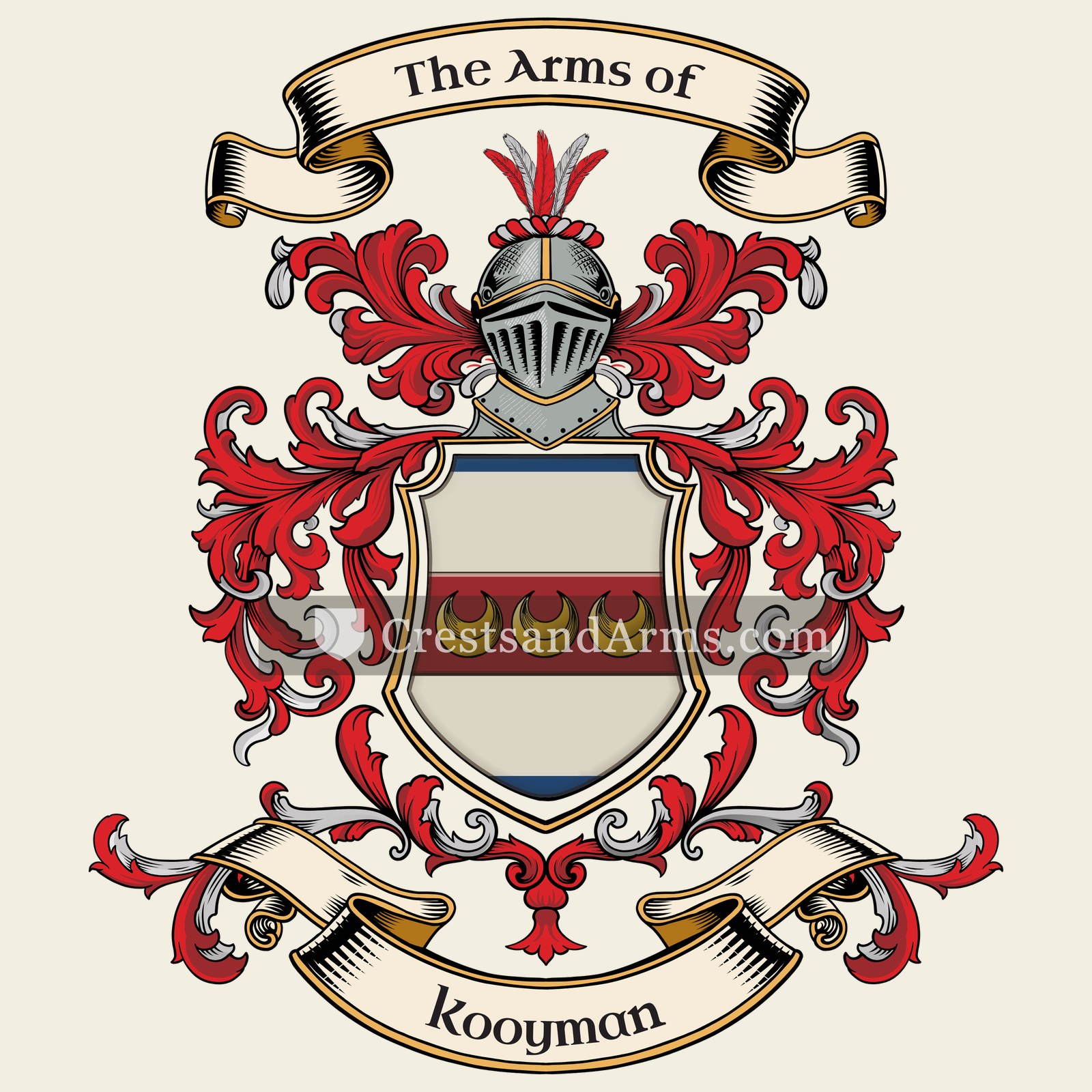 The Kooyman coat of arms, drawn from the recorded blazon