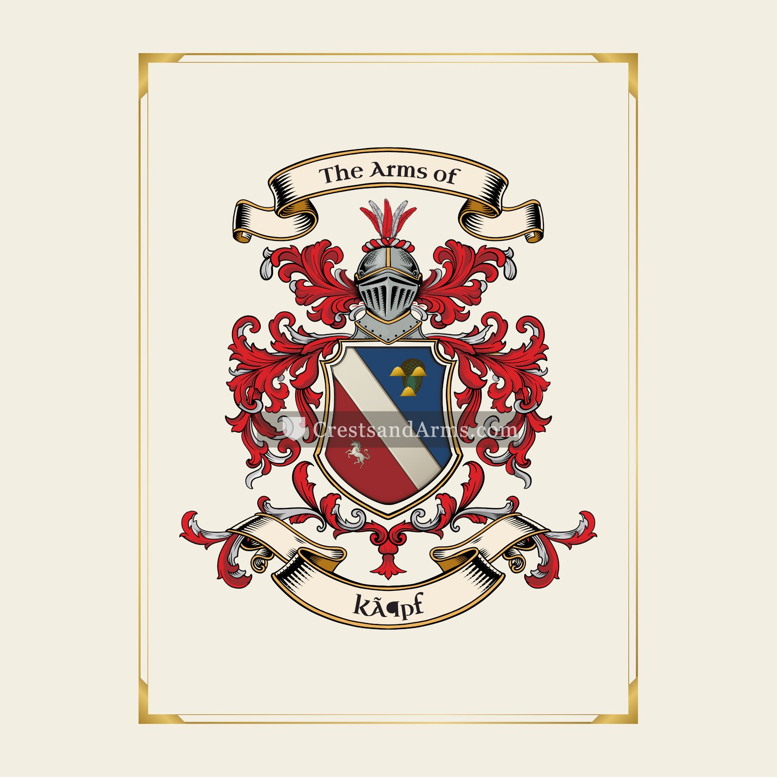 With gold border