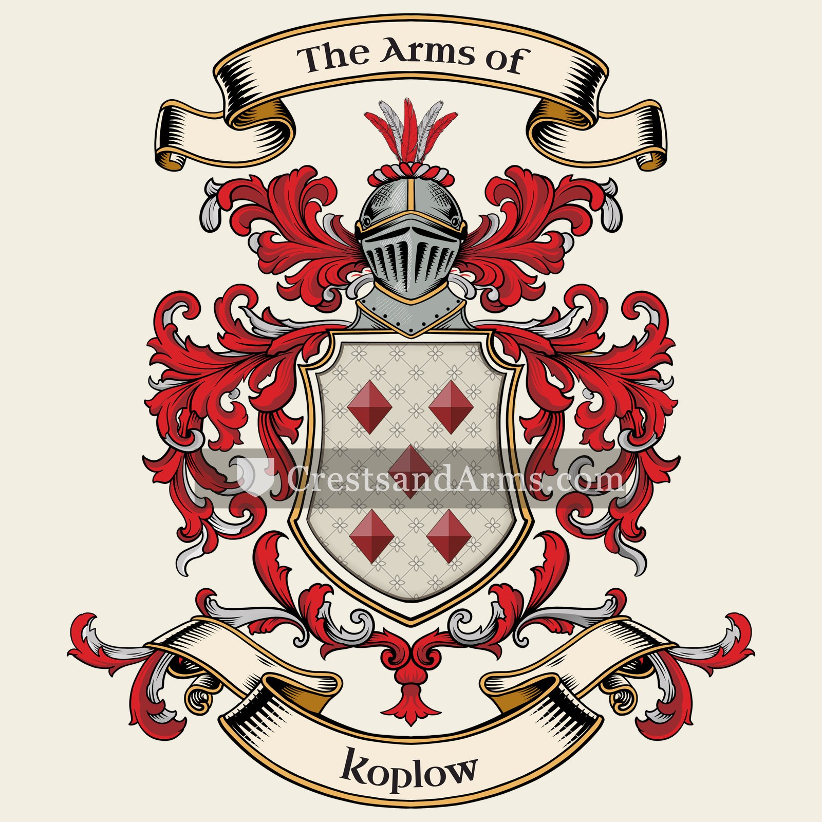 The Koplow coat of arms, drawn from the recorded blazon