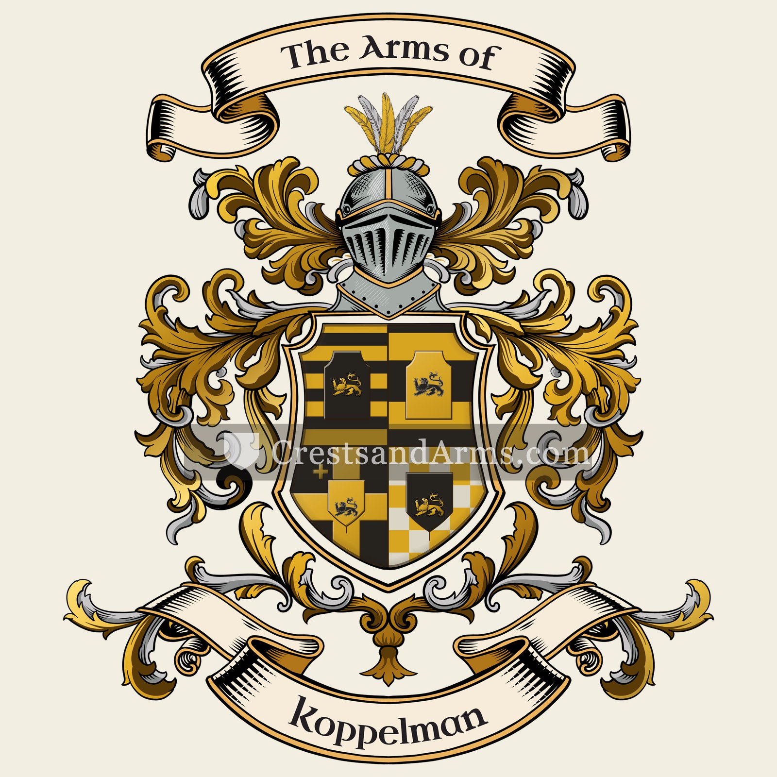 The Koppelman coat of arms, drawn from the recorded blazon