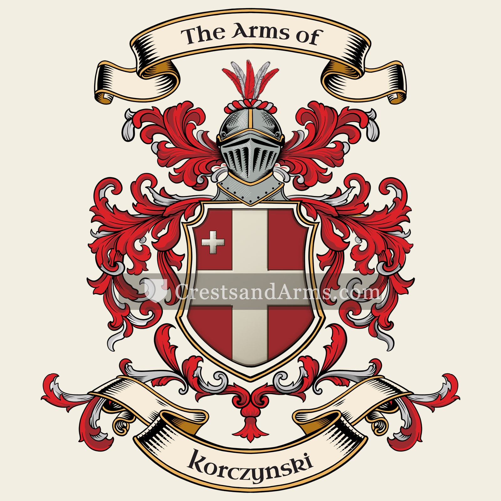 The Korczynski coat of arms, drawn from the recorded blazon
