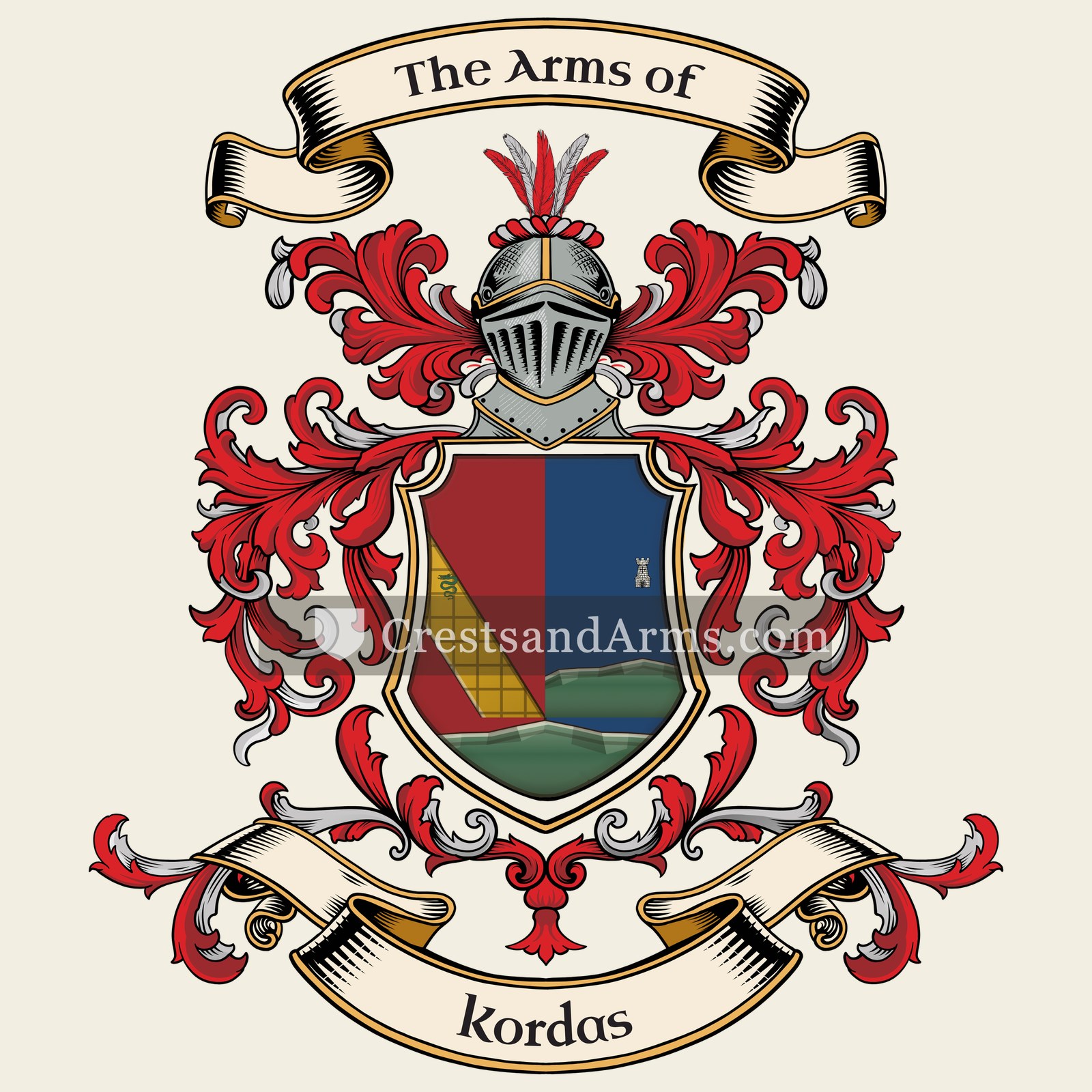 The Kordas coat of arms, drawn from the recorded blazon