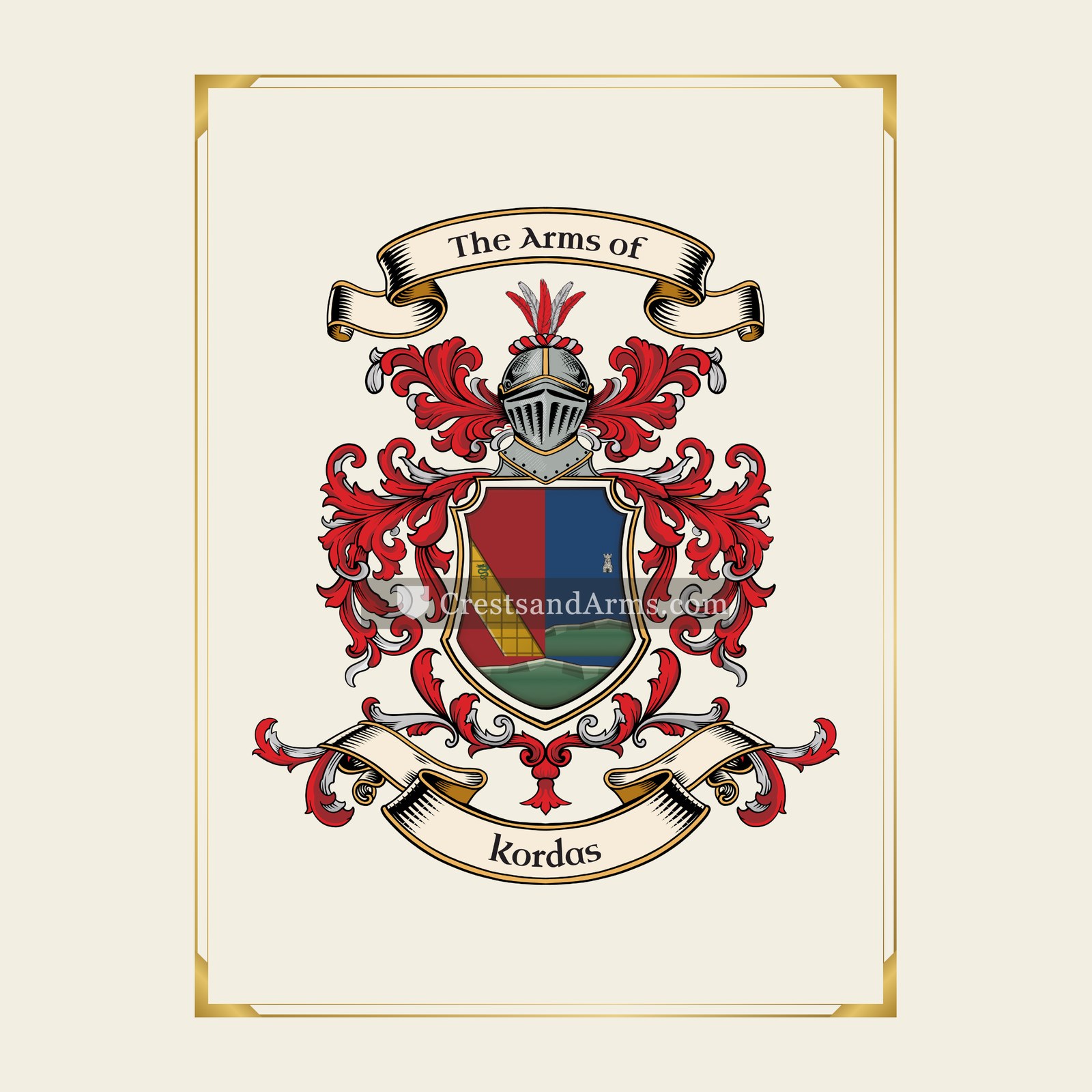 With gold border