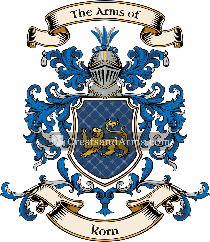 The Korn coat of arms, drawn from the recorded blazon