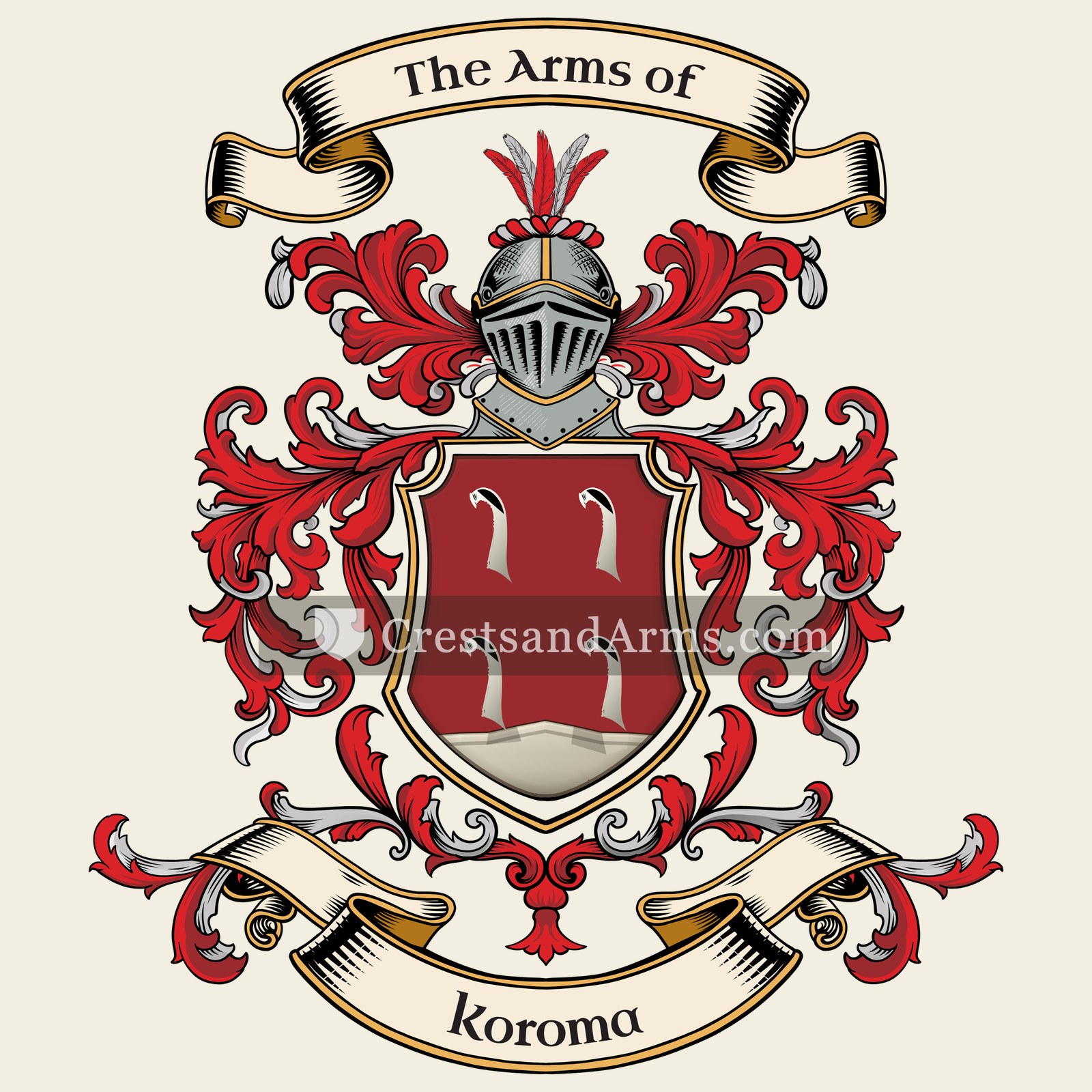 The Koroma coat of arms, drawn from the recorded blazon