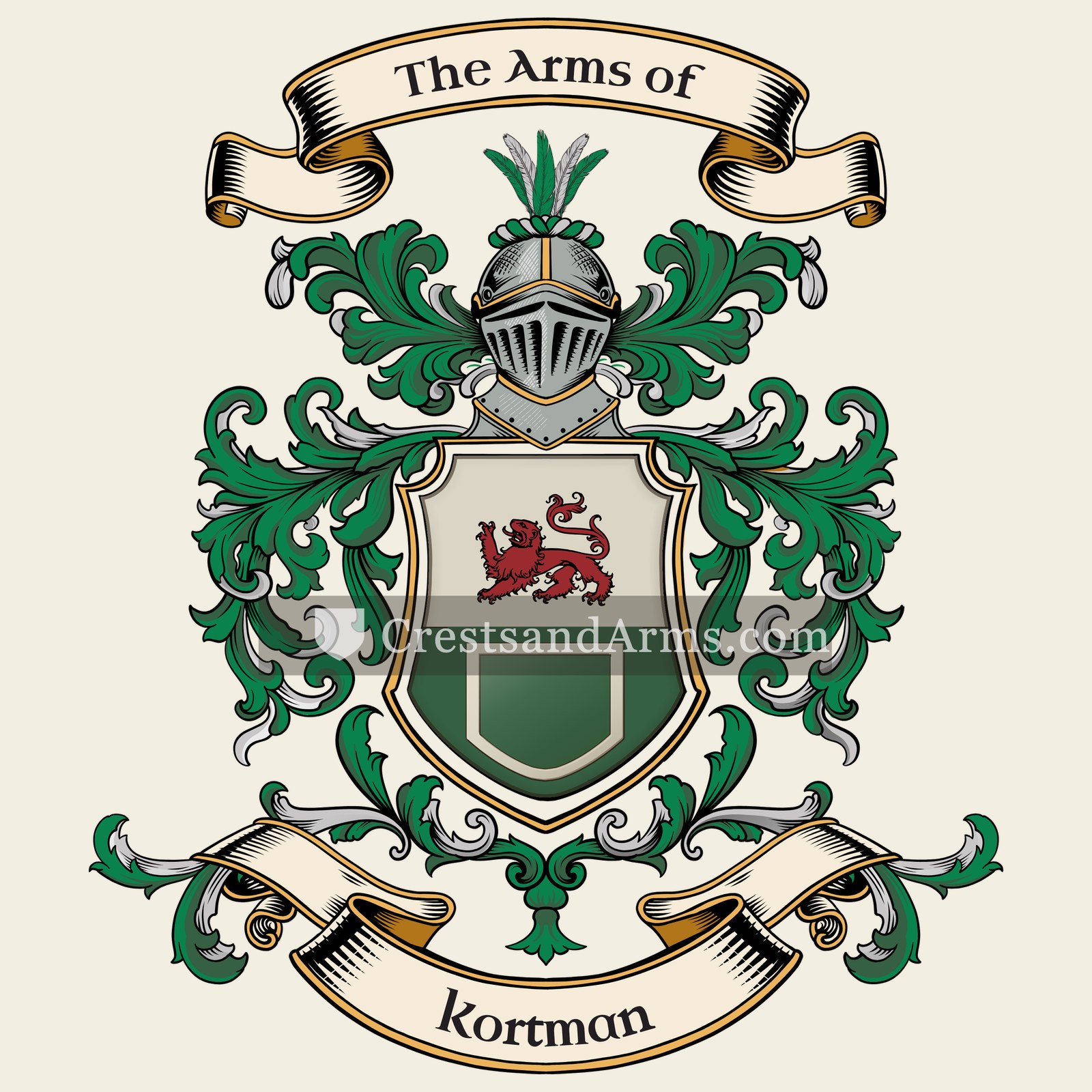 The Kortman coat of arms, drawn from the recorded blazon