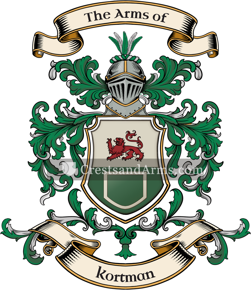 The Kortman coat of arms, drawn from the recorded blazon