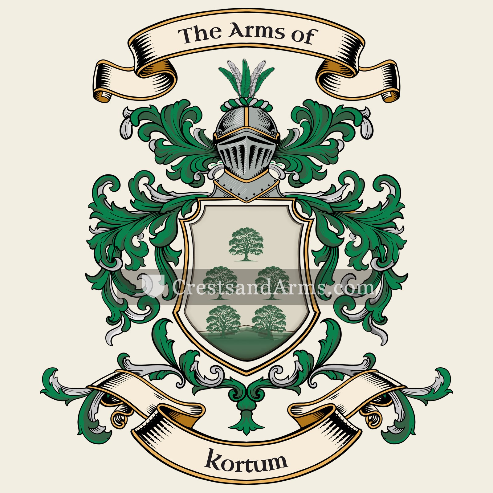The Kortum coat of arms, drawn from the recorded blazon