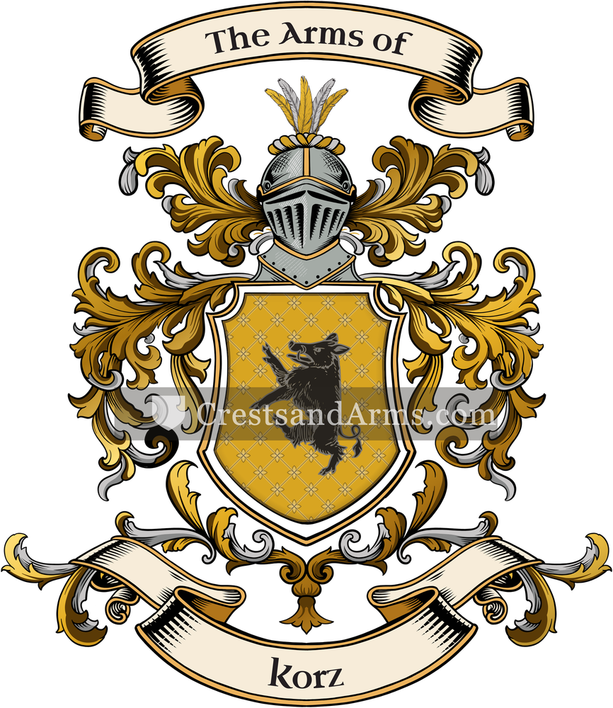 The Korz coat of arms, drawn from the recorded blazon